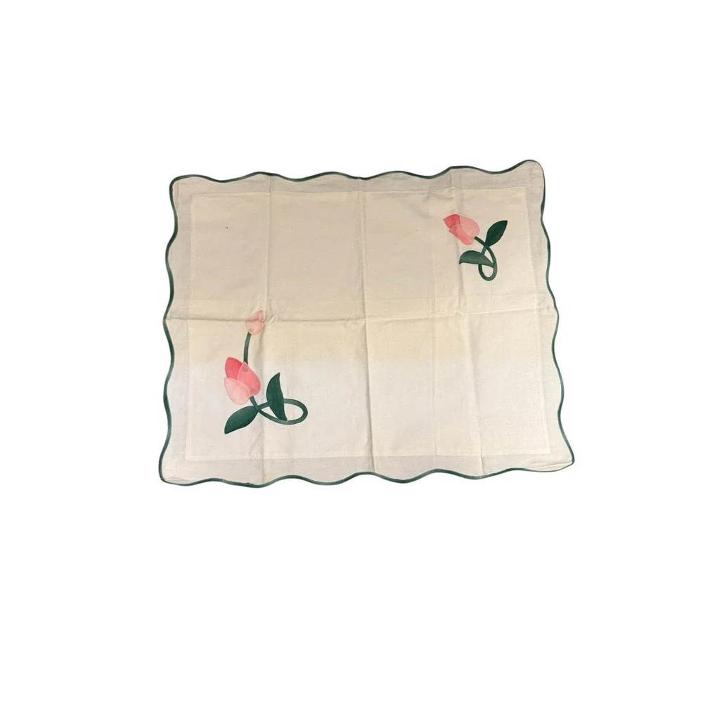 Vtg Hand Applique Floral Cut Out Envelope Pillow Sham‎ Case Pair 21 X 27